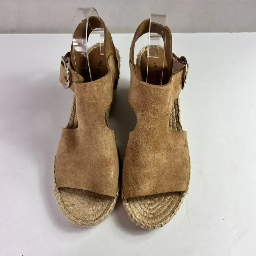Via Spiga Sandals Sandals 9 M Nolan Espadrille Wedge Desert Suede Leather Buckle